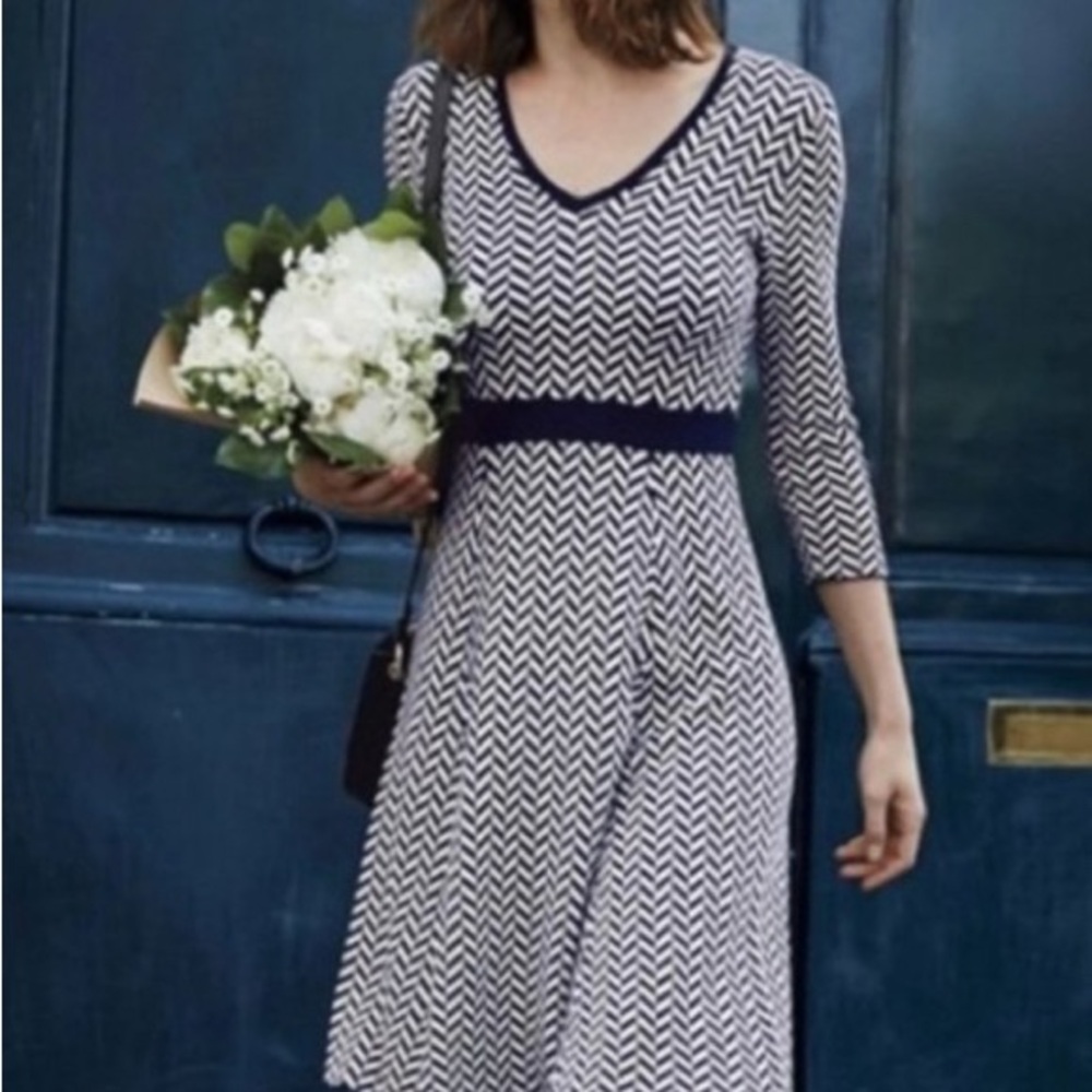 Boden Knit Midi Dress "Lucinda" Sz 12R US 3/4 sleeves